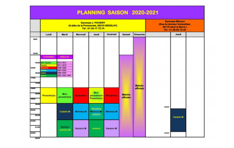 PLANNING SAISON 2020-2021